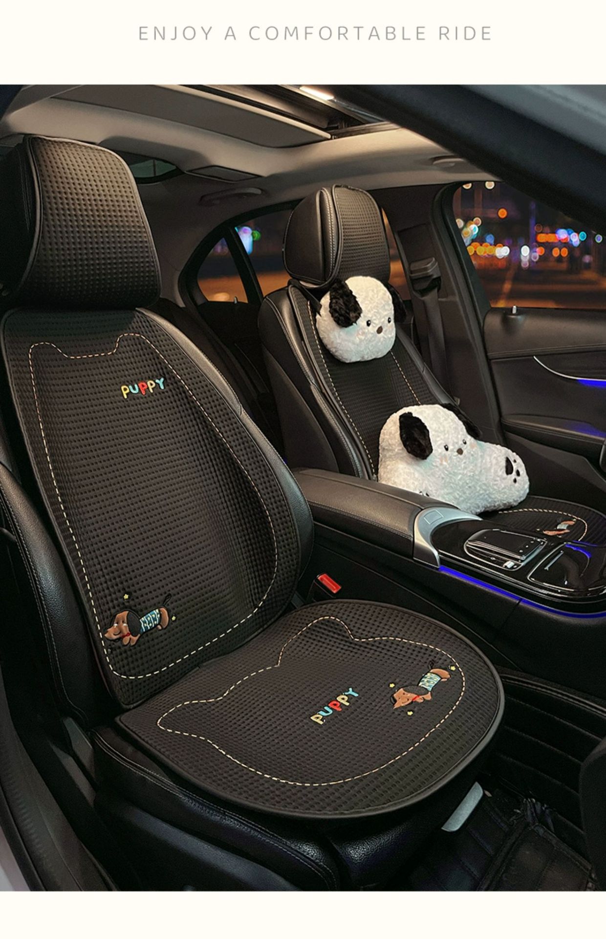 Summer Car Seat Cushion Ice Silk Cooling Cushion Breathable Four-Season Universal Cartoon Cute Puppy Car Interior Car Seat Cover