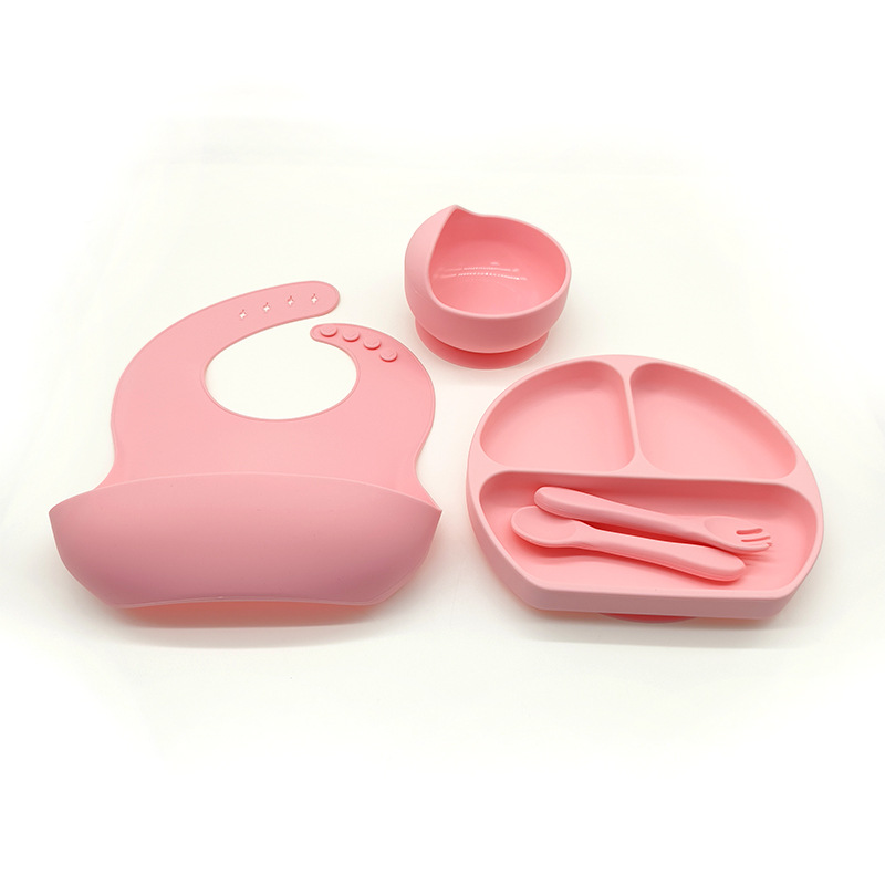 Complemento alimenticio transfronterizo para niños, plato de silicona, plato de suplemento alimenticio para bebés, plato de comida sonriente de seis piezas, vajilla para alimentación maternoinfantil al por mayor