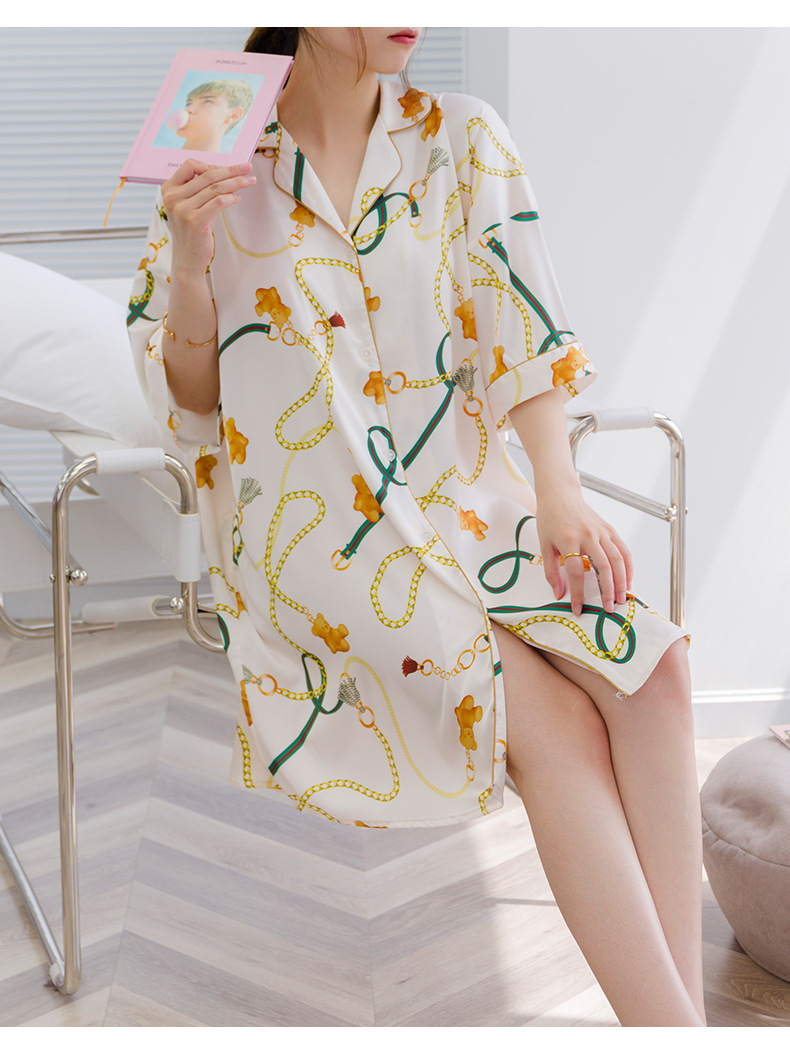 Nihaojewelry Wholesale Satin Chiffon Loose Printed Pajamas display picture 3