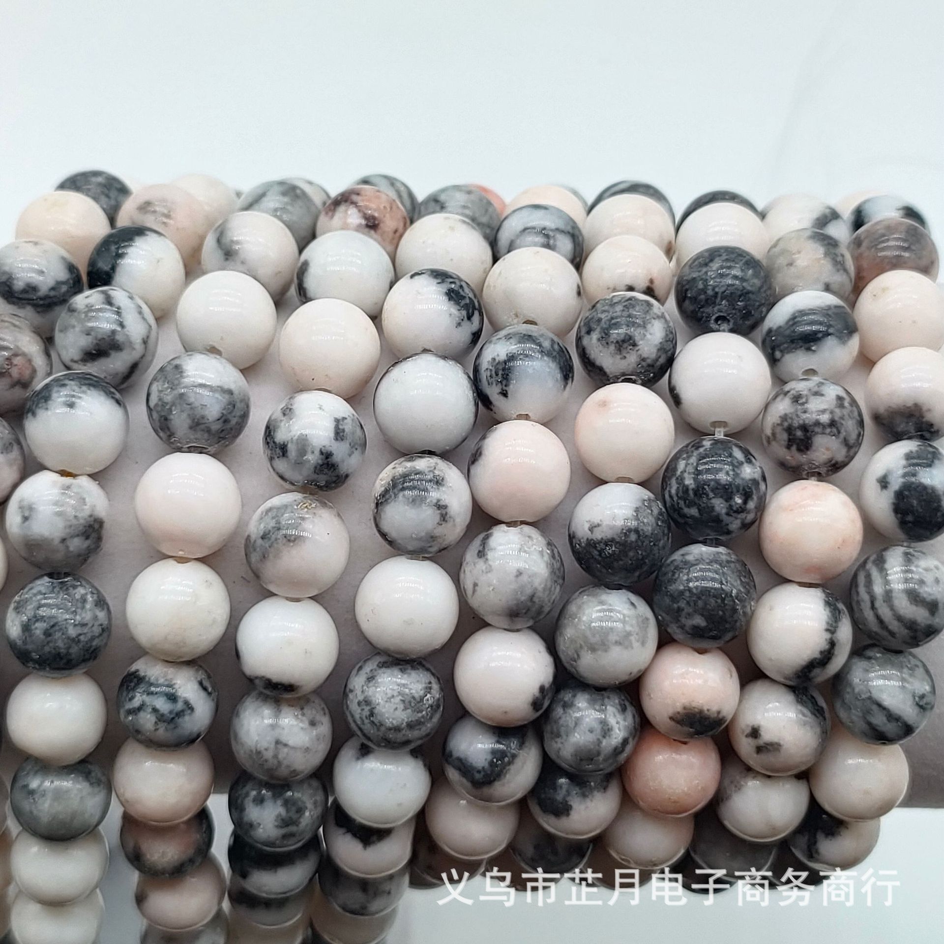 Manufacturer Direct Supply Zebra Stone Bead Jewelry Accessories DIY Bracelet Beading Round Beads Bead Semi-Finished Wholesale