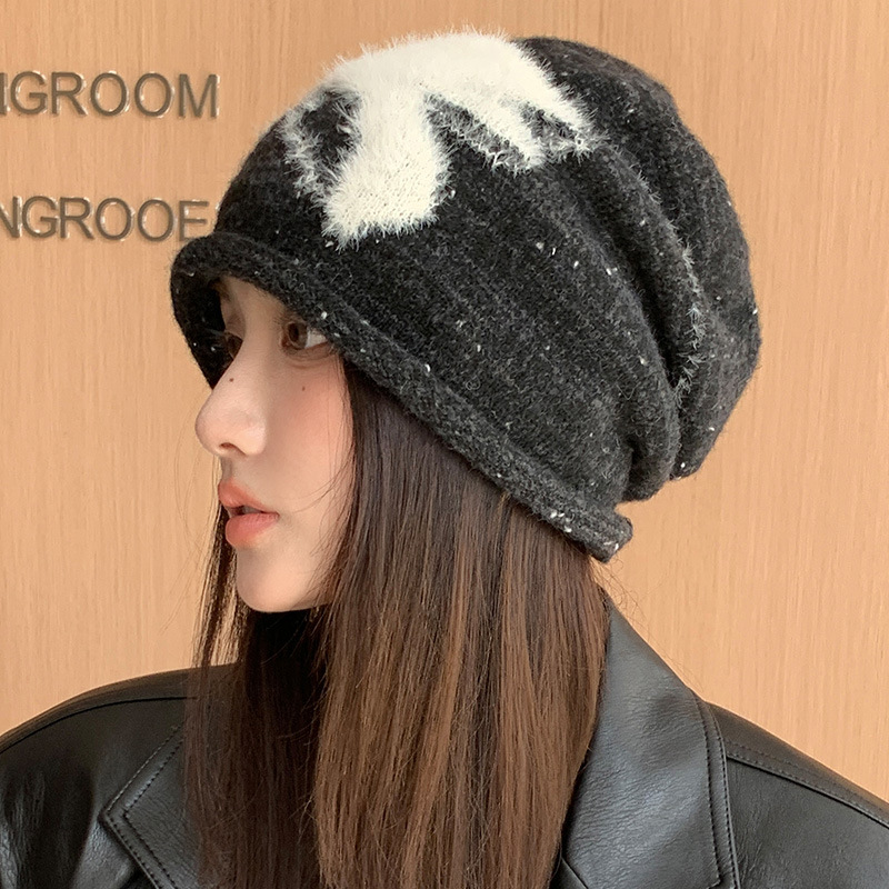 Cappello caldo e versatile in lana lavorato a maglia con fiocco in stile coreano, autunno e inverno, per donna, berretto slanciante per il viso_voghion.com