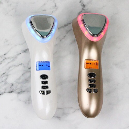 Cross-border hot and cold ultrasonic facial essence introduction device, home multifunctional facial red and blue photon rejuvenation and beauty device