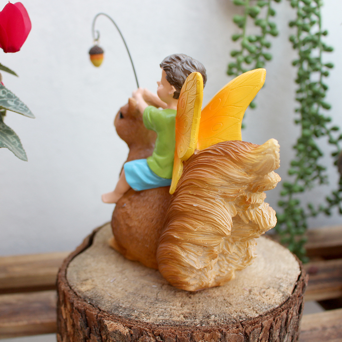  new style riding Squirrel Boy resin decoration garden home resin crafts decoration  