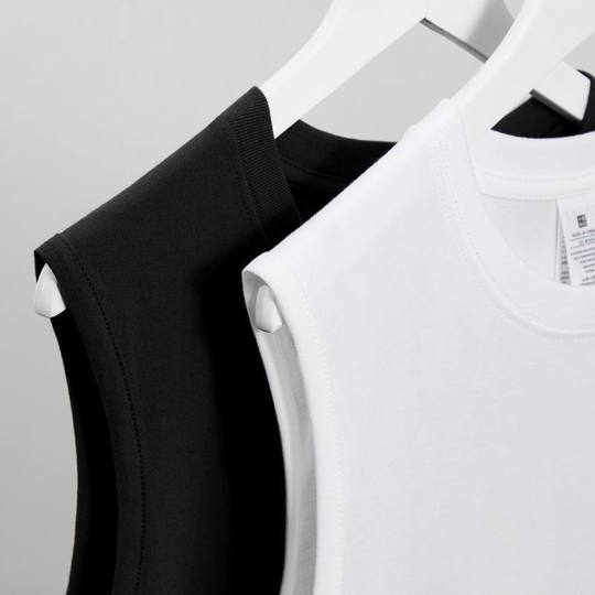 Men's Outer Wear American Heavyweight Waistcoat Sleeveless T-Shirt Vest Men's Summer Fitness Sports Pure Cotton Round Neck Loose Short Sleeves