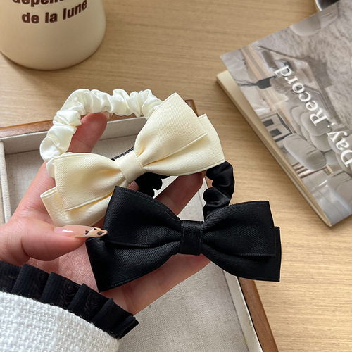 French retro ballet style hair accessories satin double-layer waist bow collar ponytail hair circle girl versatile hair accessories