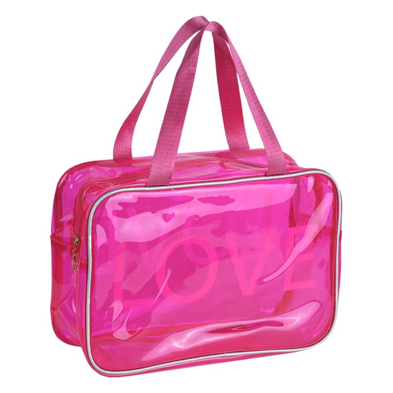 PVC printed cosmetic bag LOVE transparent storage finishing wash bag travel convenient storage bag manufacturers wholesale