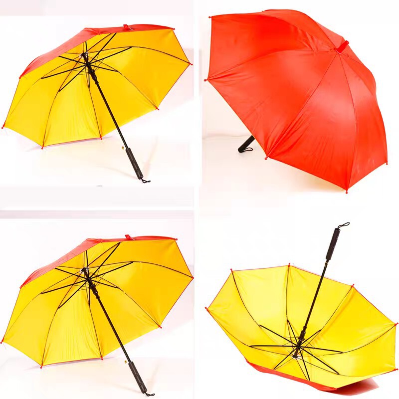 Manufacturers Supply 70 * 8K Advertising Umbrella Yellow Rod White Fiber Umbrella Bone Long Handle Sunny Umbrella Logo Printing Wholesale