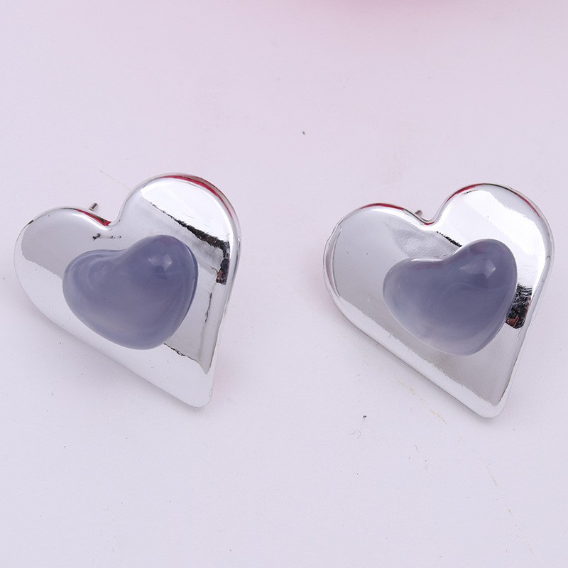 Estilo Simple Forma De Corazón Arílico Enchapado Chapado En Oro Plateado Mujeres Pendientes display picture 3