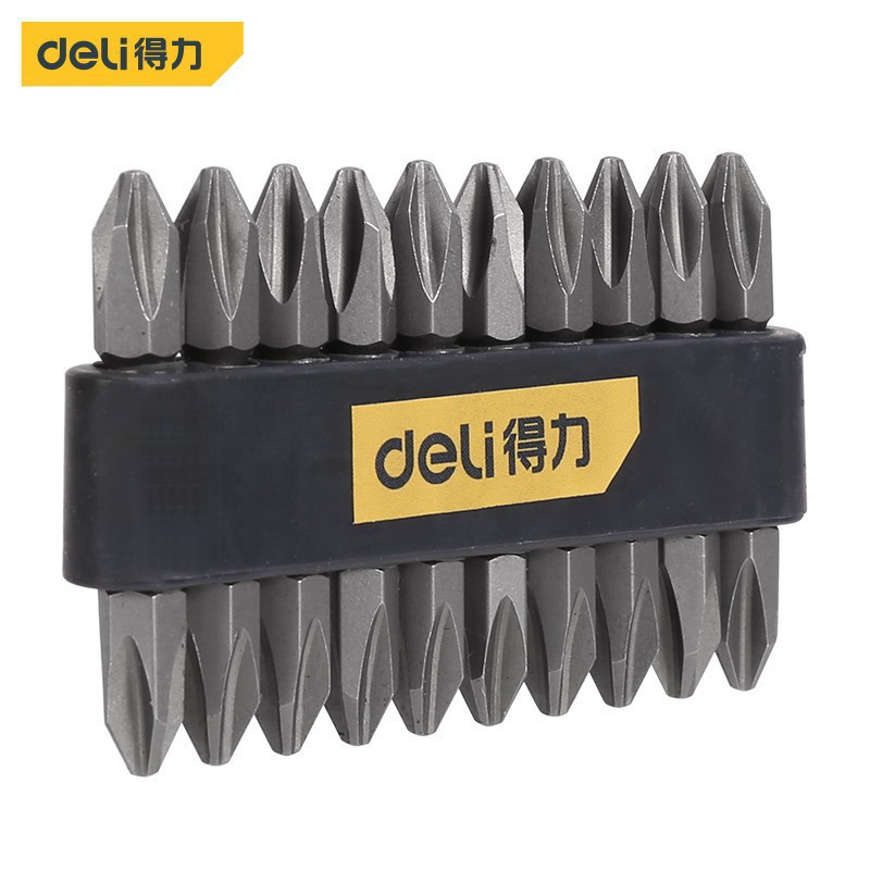 得力（deli）工具十字双头风动螺丝批头 1/4″ PH2x150mm 每卡十
