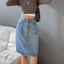 牛仔简约半身裙女夏春秋夏季2023新款休闲a字裙五分包臀裙一步裙