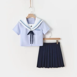 新款jk短袖水色水手服日系学院风基础款校供制服百褶裙夏季套装女