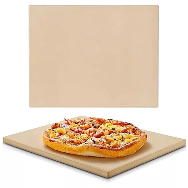 Piedra para hornear pizza, bandeja de cerámica para hornear, resistente a altas temperaturas, apta para alimentos, cuadrada, de cordierita, para barbacoa, plato para pizza