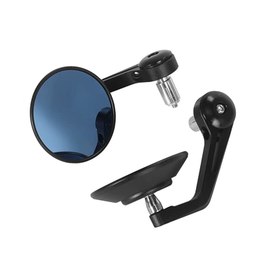 Motorcycle Cnc Retro High-Definition Handlebar Mirror, Blue Modified Cruise Bike Handlebar Mirror, Rearview Mirror, Aluminum Alloy Reflective (Motorcycle rearview mirror) - all-black-mirror