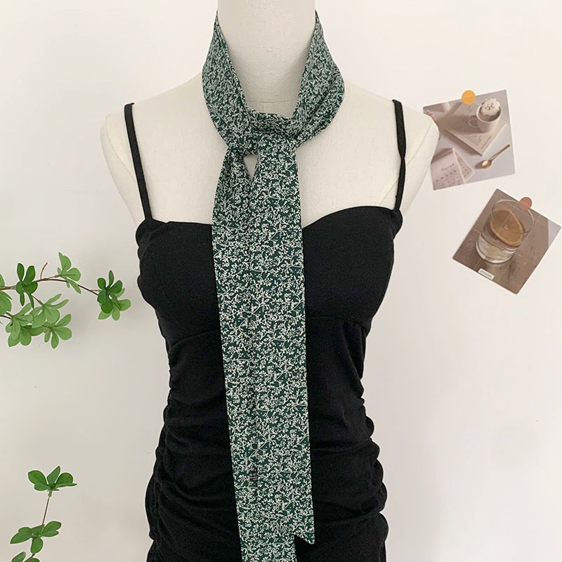 Pañuelo de seda, tira larga, sentido de alta gama, sentido de la atmósfera coreana, bufanda estrecha, bufanda, diadema, cinta, bolsa, cinta