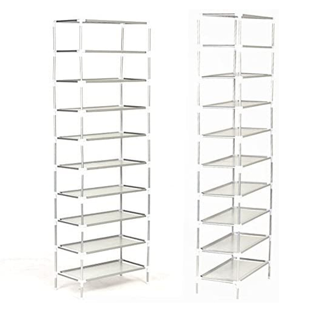 Zapatero de una sola fila de 10 capas para el hogar económico que ahorra espacio de almacenamiento a prueba de polvo de múltiples capas puerta simple gabinete de zapatos de gran capacidad