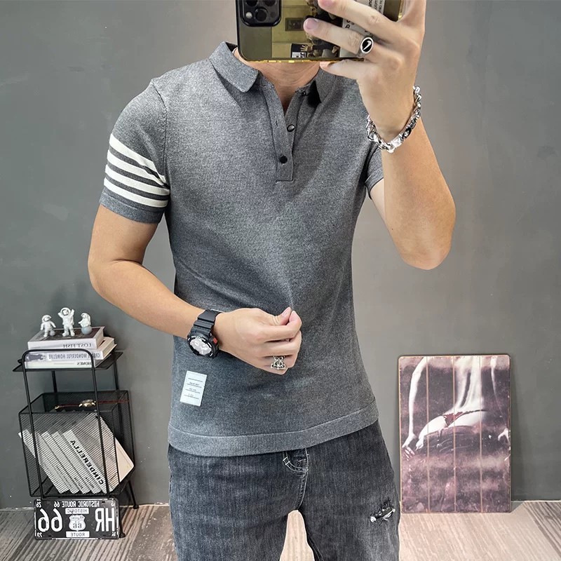 Polo camiseta de punto camiseta de manga corta camiseta de hombre paolo viejo viento de negocios hielo de verano fábrica transfronteriza al por mayor