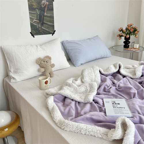 Ins Blogger Style Lamb Velvet Blanket Skin Friendly Casual Blanket Multifunctional Cover Blanket Milk Velvet Air Conditioning Blanket Nap Blanket Blanket