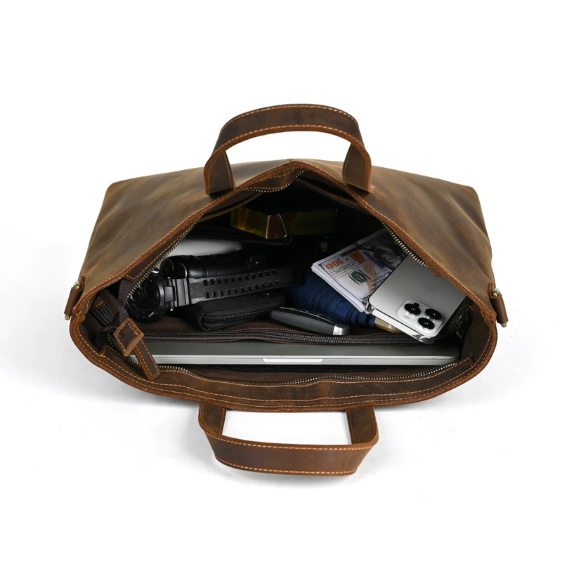 Retro handheld capacious universal one-shoulder bag, shoulder bag, European style, genuine leather