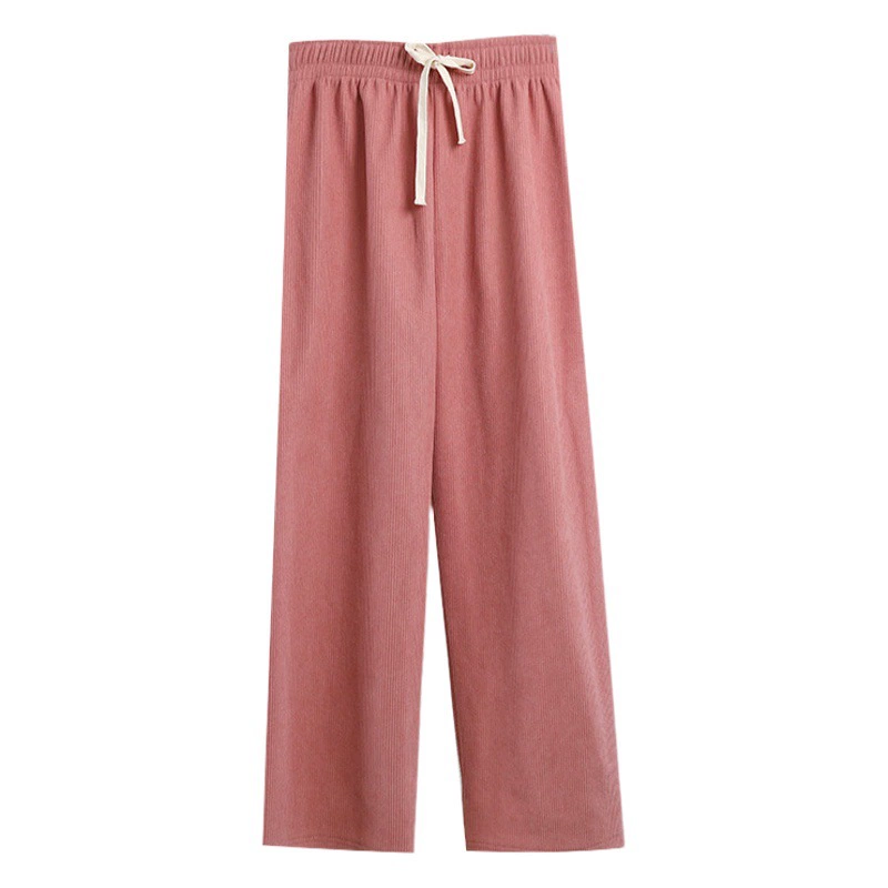 Повседневные Брюки с широкими штанинами на флисовой подкладке, Женские однотонные стройнящие свободные прямые брюки с высокой талией, флисовые брюки до пола на шнурке