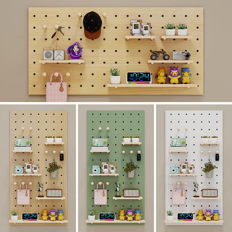 入户玄关实木洞洞板置物架配件墙面墙壁墙上展示架造型墙挂板