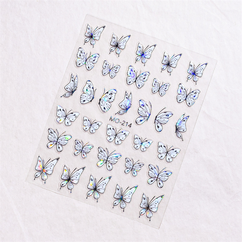 Pequeño libro rojo estilo caliente cabeza de clase Aurora mariposa pegatinas de uñas INS viento jade blanco pegatinas de uñas de mariposa armadura de bricolaje