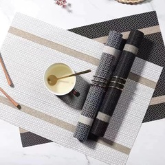 Amazon Bestseller Gold Thread Double Horizontal Stripe Series Tensling Waterproof Oilproof Napkin Mat Dinner Mat Separating Mat