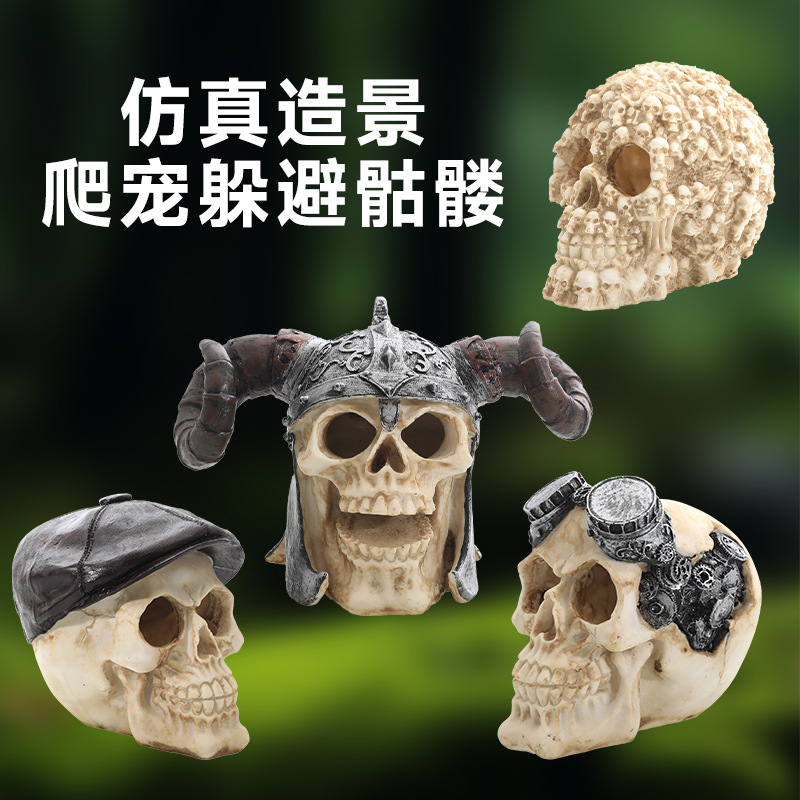 Caja de reptiles decoración de paisajismo crin león lagarto serpiente araña escorpión cueva pecera acuario decoración paisajismo calavera hueso