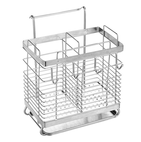 Thickened 304 stainless steel chopstick cage wall-mounted punch-free chopstick basket drain rack chopstick storage box