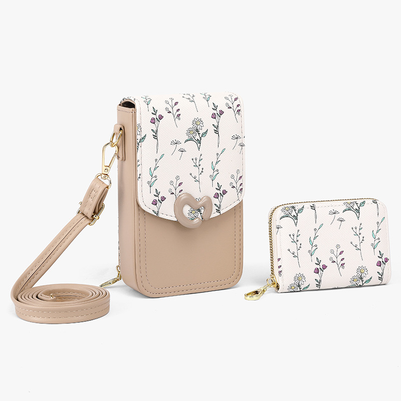 Monedero vertical para teléfono móvil, bolso pequeño de mensajero, bolso de teléfono móvil multicapa, flor, bolso de teléfono móvil multifuncional simple, moda femenina