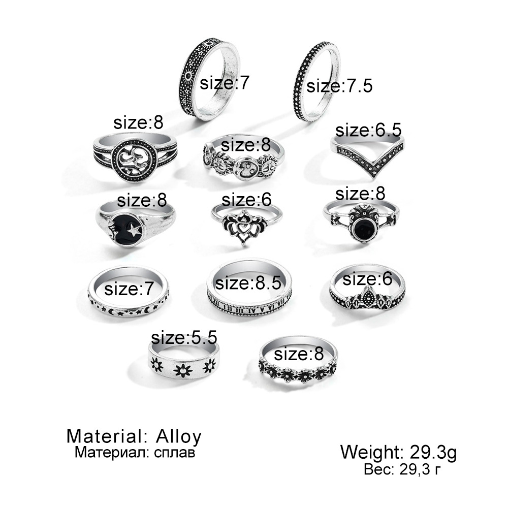 18g Weight Rings Classification 1 Set Quantity Street Occasion Alloy Material Leaf, Heart Shape Pattern Men's Gender Carving Design Hip-Hop, Retro Style Hip-Hop Retro Leaf Heart Shape Alloy Carving Men's Ring Sets 9