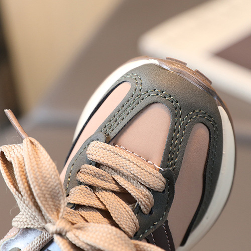 Spring children's shoes wholesale boys' leather anti-kick sneakers 1-6 years old girls' soft-soled dad shoes wholesale