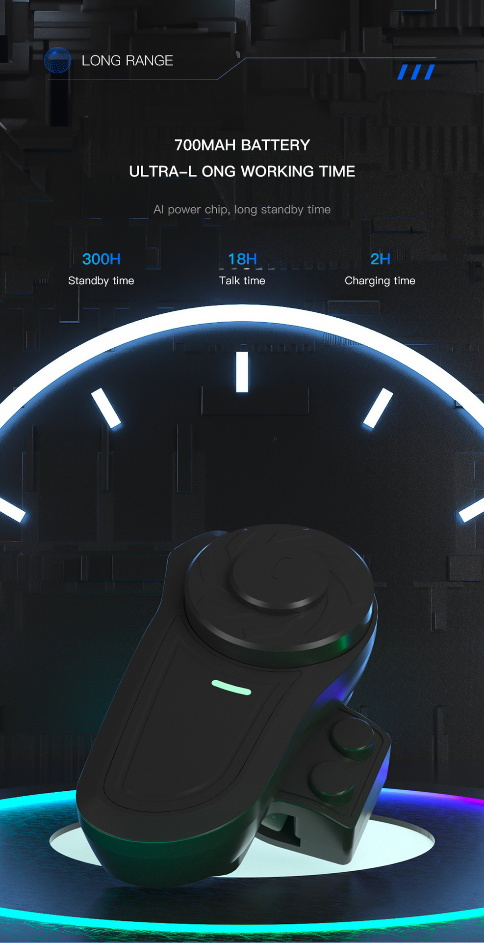 Riding Helmet Bluetooth Intercom Headset Double 800 m Intercom Qualcomm Scheme with Music Distribution and Third Party