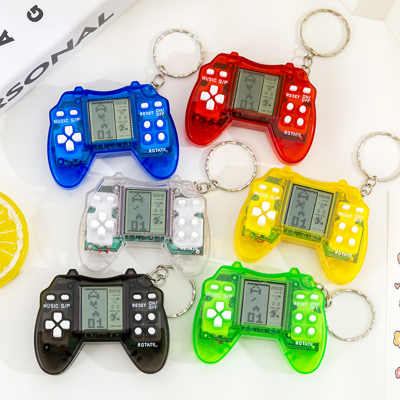 Mini Tetris Game Console Keychain Pendant Handheld Nostalgic Retro Backpack Pendant Street Stall Supply