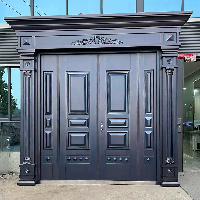 Villa gate zinc alloy door four-door double-door self-built door imitation copper door entrance door rural door