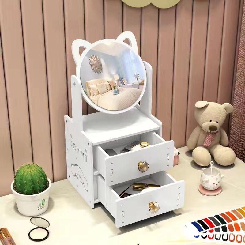 Espejo de maquillaje espejo portátil chica Internet celebridad escritorio vestidor espejo estudiante dormitorio tocador simple espejo con caja de almacenamiento