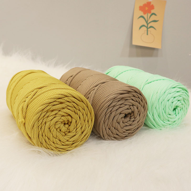 Antraceno Mengyuan 300g 4mm gran rollo redondo hilo gancho bolsa Alfombra tejida cuerda redonda ins viento gradiente Mat línea