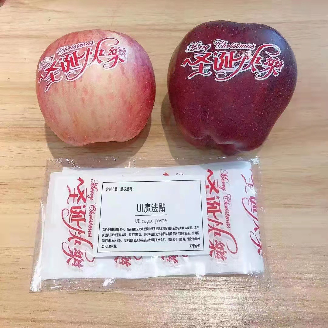 Navidad paz fruta marca de agua pegatinas Apple UI pegatinas mágicas 27 piezas Feliz Navidad bendición pegatinas seguro y feliz
