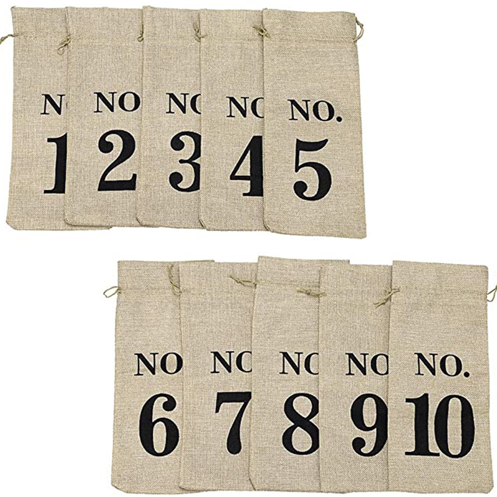 1-10pcs抽绳束口袋麻布酒瓶袋套装 红酒礼品包装袋吊牌套装现货