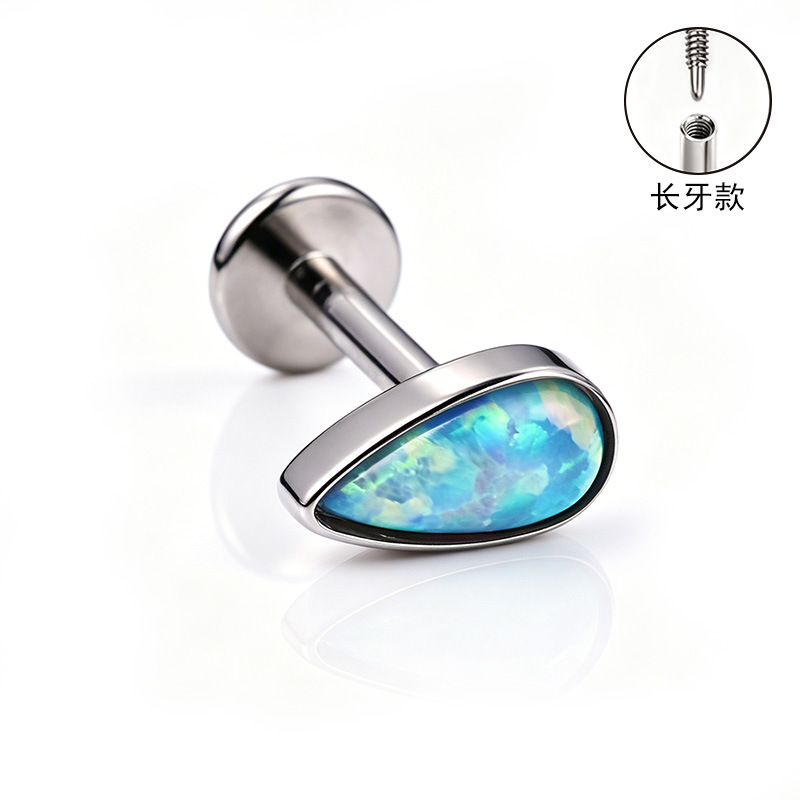 F136 Titanium Alloy Ear Studs, Carved Bone Studs, Long Tooth Style with Zirconia, Lip Studs, G23 Titanium Body Piercing Jewelry detail image 22