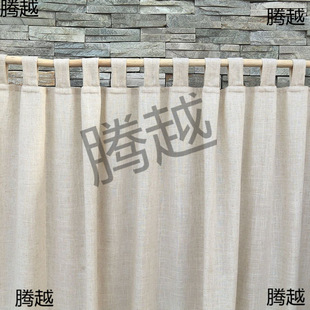 Finished Solid Color Cotton and Linen Curtains for Living Room and Bedroom, Suitable for Bay Windows and Floor-To-Ceiling Windows, with Rod and Half Blackout Linen