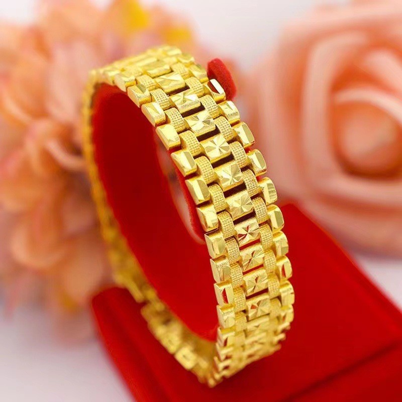 Sand Gold Jewelry Men's Bracelet Women's Light Luxury High-End Niche Design Watch Chain Boutique Gold Bracelet Fashion Stall