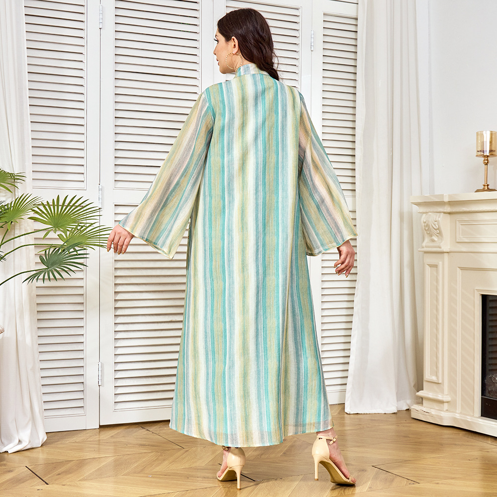 Fabbrica di abbigliamento all'ingrosso per il commercio estero del Medio Oriente, nuovo elegante abito arabo con paillettes ricamate, abaya._voghion.com