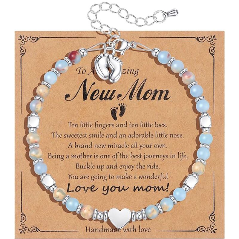 4mm Natural Stone Stainless Steel Novice Mother Bracelet Gift Mother Birthday Gift Foot Crystal Beaded Bracelet