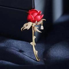 Elegant high-end niche-style rose flower brooch for women—perfect as a coat, suit, or blazer accessory; wholesale available.