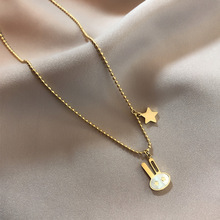 森系可爱小兔子项链女锁骨链韩版学生简约吊坠钛钢轻奢饰品礼物