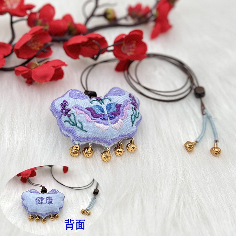 Bordado DIY artesanal creativo bolsas de jazmín colgante bolsas de estilo antiguo bordado Lu para regalo de novia bolsas de mariposa