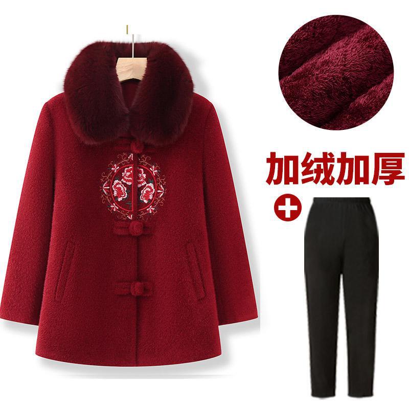 中老年人冬装女奶奶毛呢外套新款妈妈装春秋上衣洋气太太老人衣服|undefined