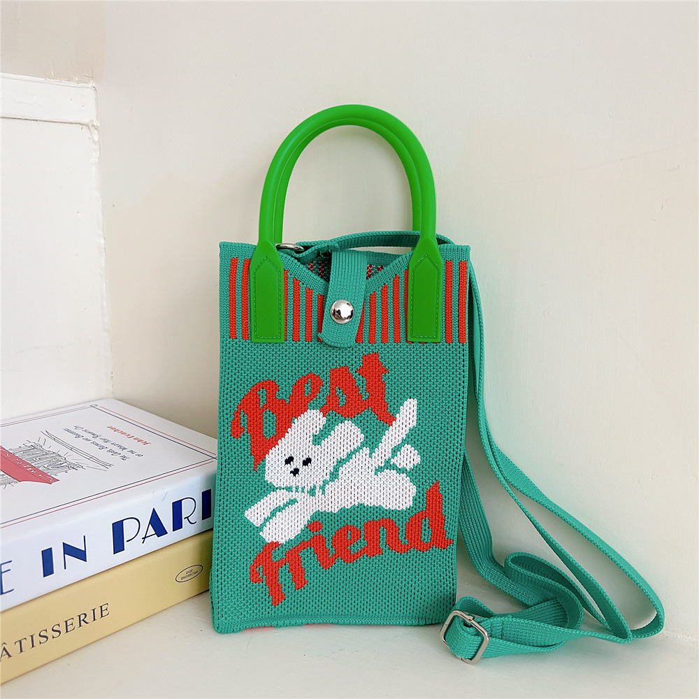 108g Weight Polyester Lining Material Buckle Closure Type Top Handle Strap Type Handbag Bags Type Casual, Daily Occasion Knit Material Cat Pattern All Seasons Season Women's Gender Vintage Style, Classic Style Style Bucket Shape Small Size Women's Small Knit Cat Vintage Style Classic Style Bucket Buckle Handbag 34