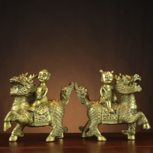 厂家批发 铜麒麟摆件 单人送子麒麟 双人送子麒麟