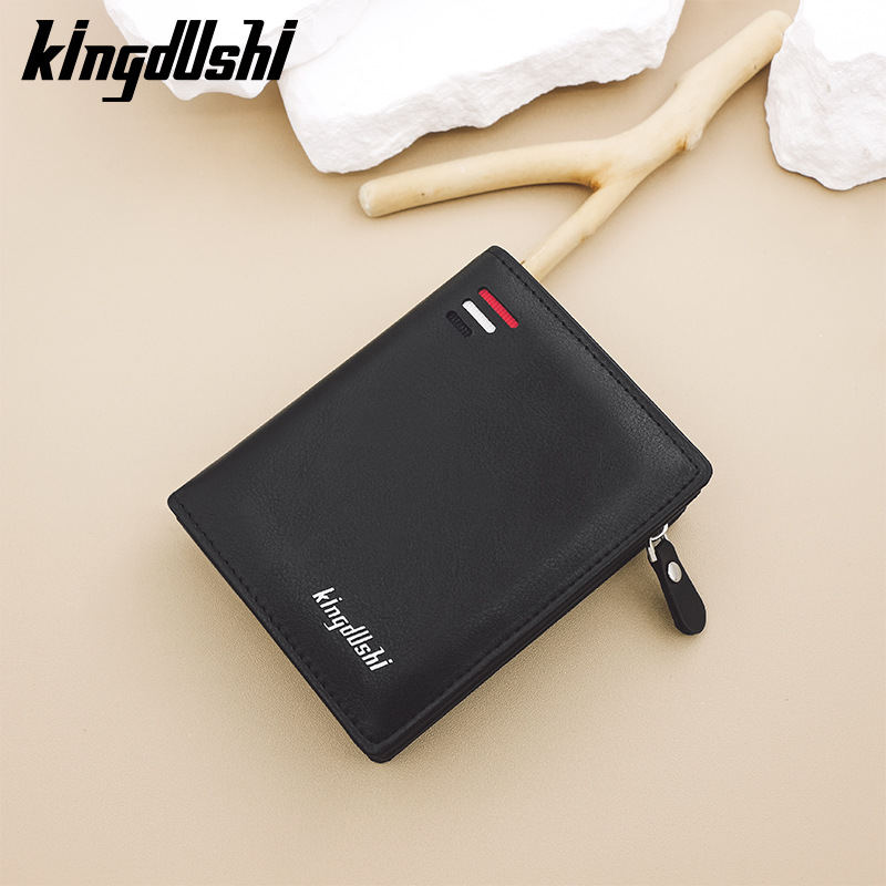 Kingdushi new men's wallet short zipper wallet fashion multi card vertical mini men's coin purse
